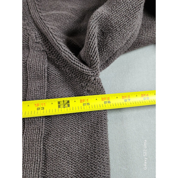 Mens Sweater Cardigan XL Shawl Collar Elbow Patches Cableknit Fisherman Grandpa - Picture 2 of 6